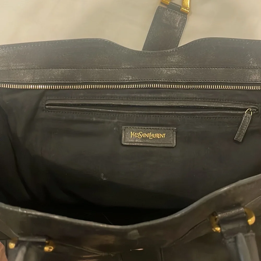 YSL Saint Laurent Large Black Leather Y Cabas Bag - Picture 2 of 2